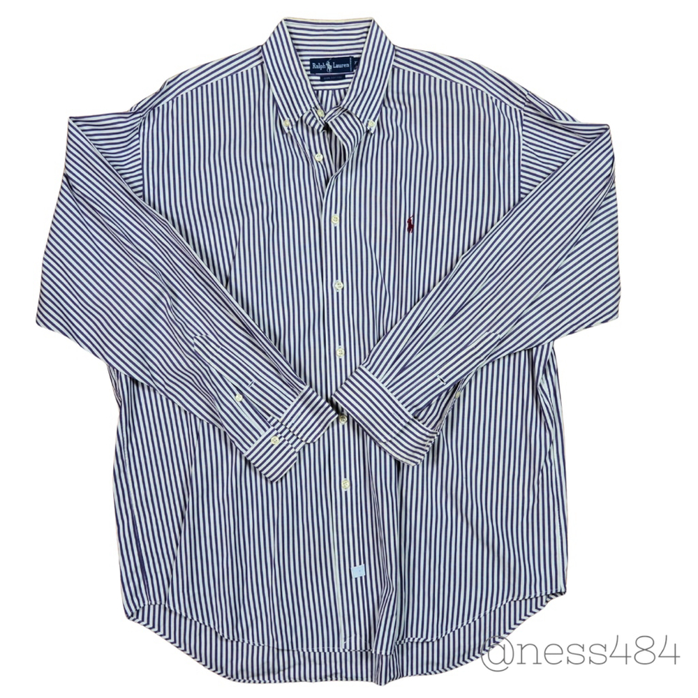 Ralph Lauren Mens Striped Button Down Shirt Long Sleeve Embroidered Pony Logo XL